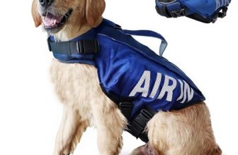 BECROWM Dog Life Jacket Ripstop Dogs Life Vest for Swimming Boating Dog Safety V