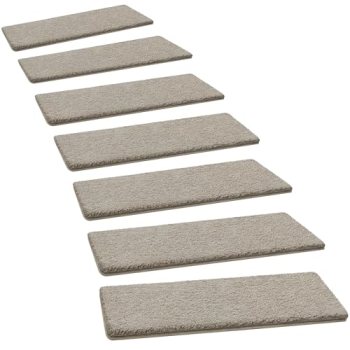 PURE ERA Ultra Plush Carpet Stair Treads 8 x 30 Inch Cream Gray 7 Pcs