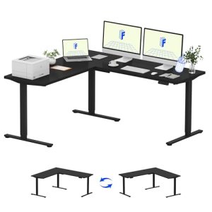 FLEXISPOT 71 x 63 Reversible L-Shaped Corner Standing Desk, Black