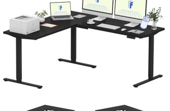 FLEXISPOT 71 x 63 Reversible L-Shaped Corner Standing Desk, Black