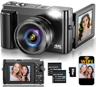 4K Digital Camera for Photography Autofocus, Upgraded 64MP WiFi Vlog Camera