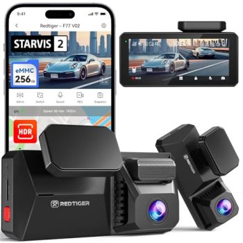 REDTIGER F77 V2 256GB eMMC Dash Cam, Dual 4K STARVIS 2 IMX678+IMX678 Sensor