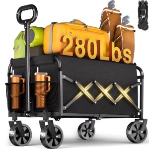 Wagons Carts Foldable – 280Lbs Collapsible Wagon Cart with Wheels Portable