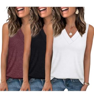 EyMuse 3 Pack y2k Tank Tops for Women Trendy Loose Fit Basic Blouse Comfort Colo