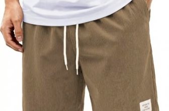 Blokehoway Men’s Corduroy Shorts Casual Shorts Mens Beach Shorts 7″ Elastic Wais