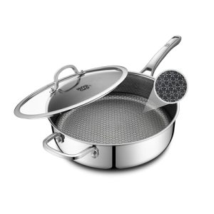 Frying Pans Nonstick with Lid,Hybrid Non Stick 6.5 Quart Saute Braiser pan