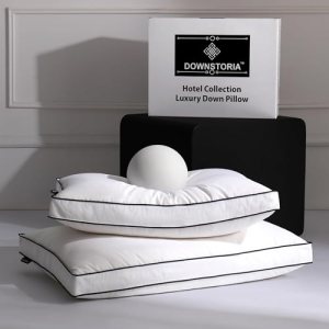 DOWNSTORIA Feather Down Pillows King Size Set of 2 with Gusset