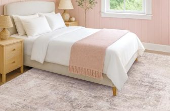 Hazo Haus Modern Pink Mauve and Grey 5×7 Area Rugs for Bedroom