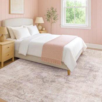 Hazo Haus Modern Pink Mauve and Grey 5×7 Area Rugs for Bedroom