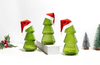 XXXFLOWER 3Pcs Tree-Shaped Glass Planter Christmas Tree Decorations for Tabletop