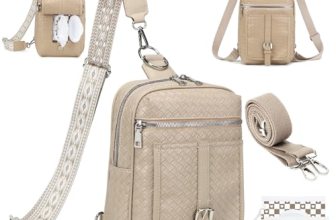 2 in 1 Small Diaper Bag Crossbody Bags Sling Backpack Purse Faux Leather Weave E