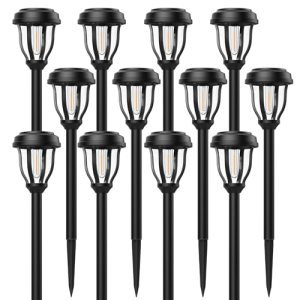 DERAYSION 12 Pack Solar Lights Outdoor, Waterproof LED Solar Pathway Lights