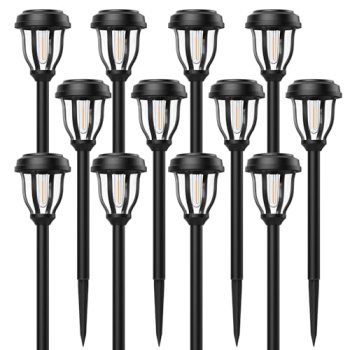 DERAYSION 12 Pack Solar Lights Outdoor, Waterproof LED Solar Pathway Lights