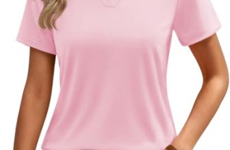 YUCOLEN Polo Shirts for Women Short Sleeve V Neck Golf Shirt LightPink, XL