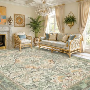 Hazo Haus Washable Floral Bird Rugs for Living Room