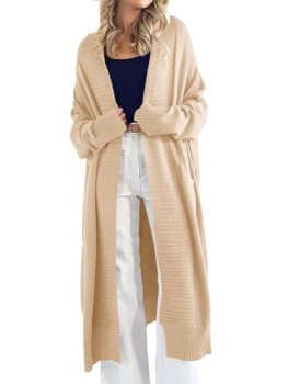 Danedvi Womens Long Cardigan Sweaters Oversized Chunky Coats Apricot