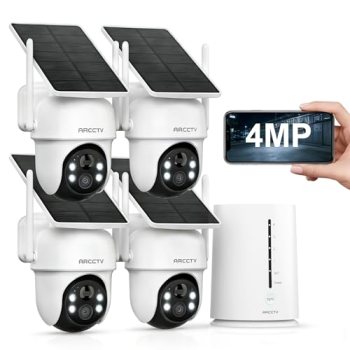 ARCCTV Solar Security Cameras Wireless Outdoor, 4-Cam Home Security System