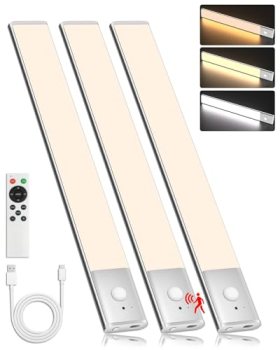 LAJOSO Under Cabinet Lighting with Remote, 12-Inch, 3-Pack