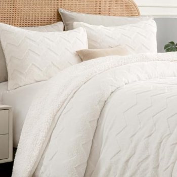 BEDELITE Fluffy Sherpa Twin Comforter Set,Beige