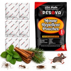 Pesova Mouse Repellent Pouches, USA-Made Rodent & Rat Repellent, 6 Pouches