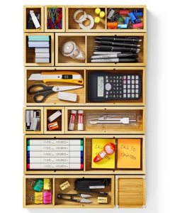 12-Piece Bamboo Drawer Organizer Set, 24 Compartments Modular Storage