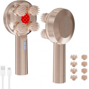 COMFIER Handheld Scalp Massager, Cordless Head Massager with Red Light