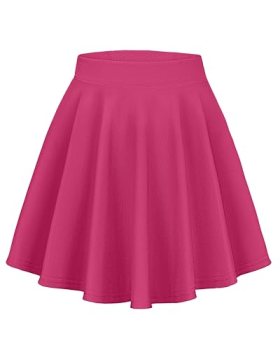 elescat Skirts for Women Summer Pleated Mini Short Skirt, Rose, S