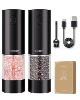 TOMEEM Larger Capacity Rechargeable Electric Salt and Pepper Grinder Set