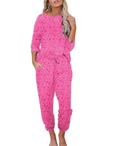Ekouaer Womens Pajamas Set Long Sleeve Loungewear Soft Joggers with Pockets
