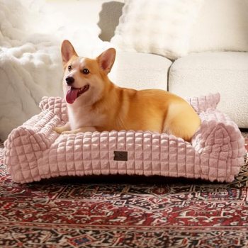 blunique Cat Couch Bed with Fluffy Faux Rabbit Fur for Indoor Cats, 36 Inch