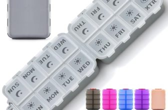 Foldable & Portable Pill Organizer 2 Times A Day with Extra Compartments