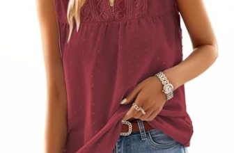Falechay Womens Tank Tops Plus V Neck Flowy Sleeveless Shirt Burgundy 3XL