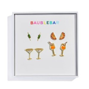 BaubleBar Happy Hour Gift Set of 4 Trendy Earrings, Novelty Jewelry