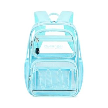 Cusangel Large Clear backpack for girls Lady,16in 6Age+ TPU Plastic Bookbag