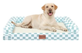 NANUYA Orthopedic Dog Bed for Large Dogs, 38 x 25 Inch, Green Grid