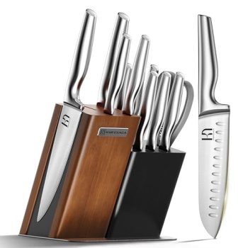 KnifeSaga Kitchen Knife Set with Block, 13-Piece Sharp Stainless Steel Set