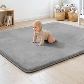 PAPAMAT 1.3″ Thick Baby Play Mat 39×59 Memory Foam Play Mat, Light Grey