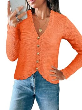 Saodimallsu Womens V Neck Cardigan Sweaters Trendy Cropped Knit Boho Tops