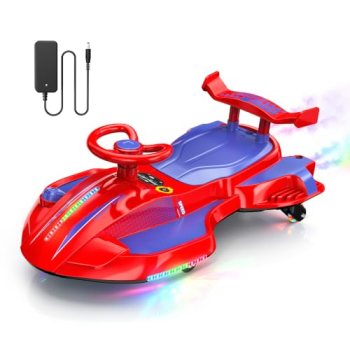 12V Electric Wiggle Car for Kids, Ride On Toy Gifts for Age 3+,Red-Blue