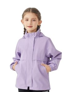 EIGIOO Boys Girls Soft lining Hooded Rain Jacket 5 Years Purple