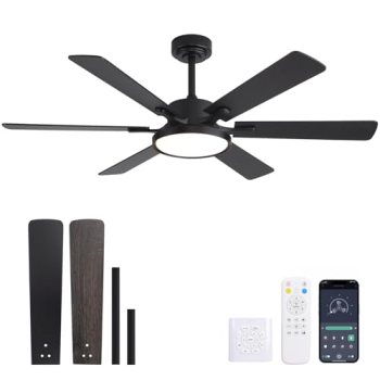 oooYYDSxxx 52in Black Low Profile Ceiling Fan with Light