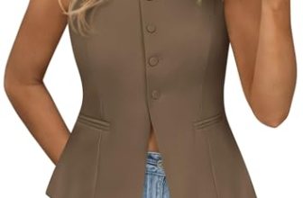 PRETTYGARDEN Womens Vest Tops Suit Button Down Waistcoat,Brown,XXL