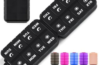 Foldable Portable 7 Day Pill Organizer 2 Times a Day, AM PM Weekly Pill Box