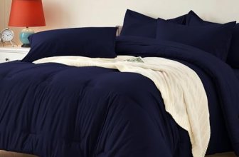 Easthome Queen Comforter Set 7 Piece with Lightweight Comforter, Navy Blue