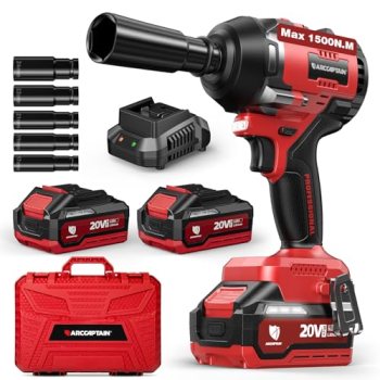 ARCCAPTAIN Cordless Impact Wrench, 1500N.m (1106Ft-lbs) 1/2″ Impact Gun