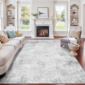 7×9 Living Room Area Rug: Abstract Washable Non-Slip Dining Room Rugs for Under