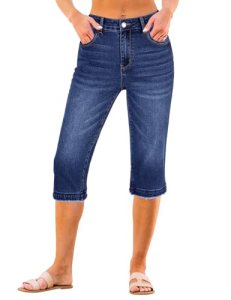 luvamia Stretch Denim Capris for Women Womens Capri Jeans Straight Leg
