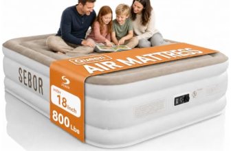 Sebor Queen Air Mattress with Built-in Pump, 18″ Raised Blow Up Bed, 800 lb
