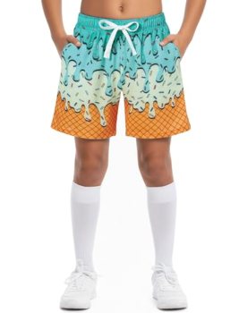 Cozople Boys Shorts Kids Athletic Shorts Funny Ice Cream Mesh Breathable Size 7