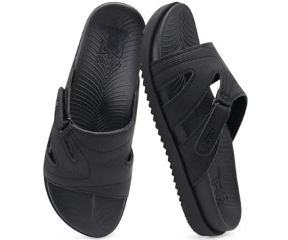 KuaiLu Womens Dressy Sandals Cushion Slides with Arch Support Black Size 9